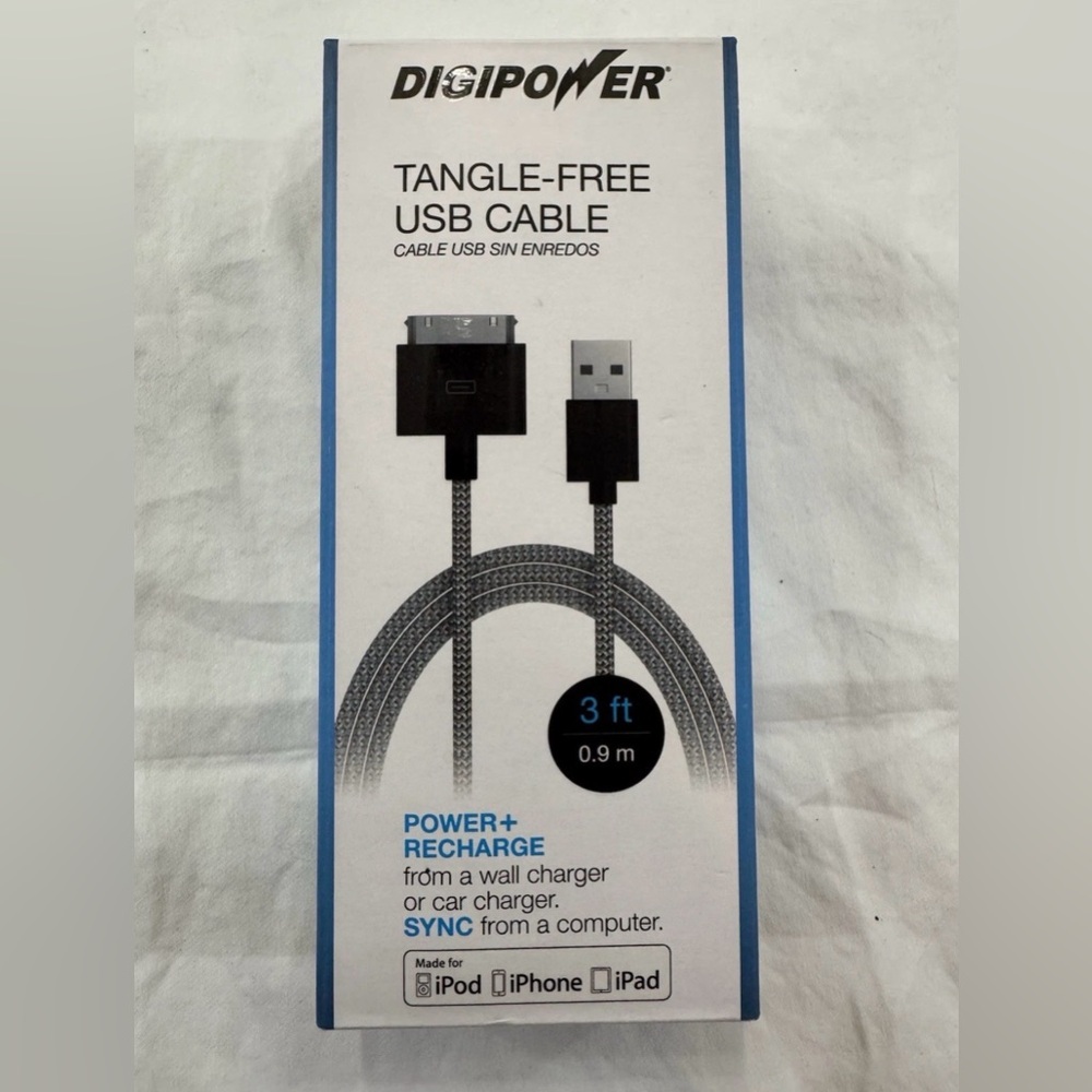 DIGIPOWER Charge and Sync Cable 3ft 1.8 Made for iPod, iPhone, iPad